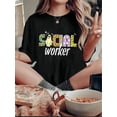 thumbnail image 1 of Camisetas De Manga Corta Para Mujer, Camisetas De Verano Para Oficina, Camping, ComprasWomen'S Casual Crew Neck Short Sleeve T-Shirt, Polyester Knit Fabric with Medium Stretch, Geometric Pattern, wi, 1 of 6