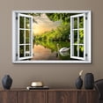 thumbnail image 2 of wall26 Canvas Print Wall Art Window View Swan Forest Lake Sunset Sky Zen Paradise Wilderness Nature Photography Realism Scenic Landscape Colorful Multicolor for Living Room, Bedroom, Office - 16x24, 2 of 5