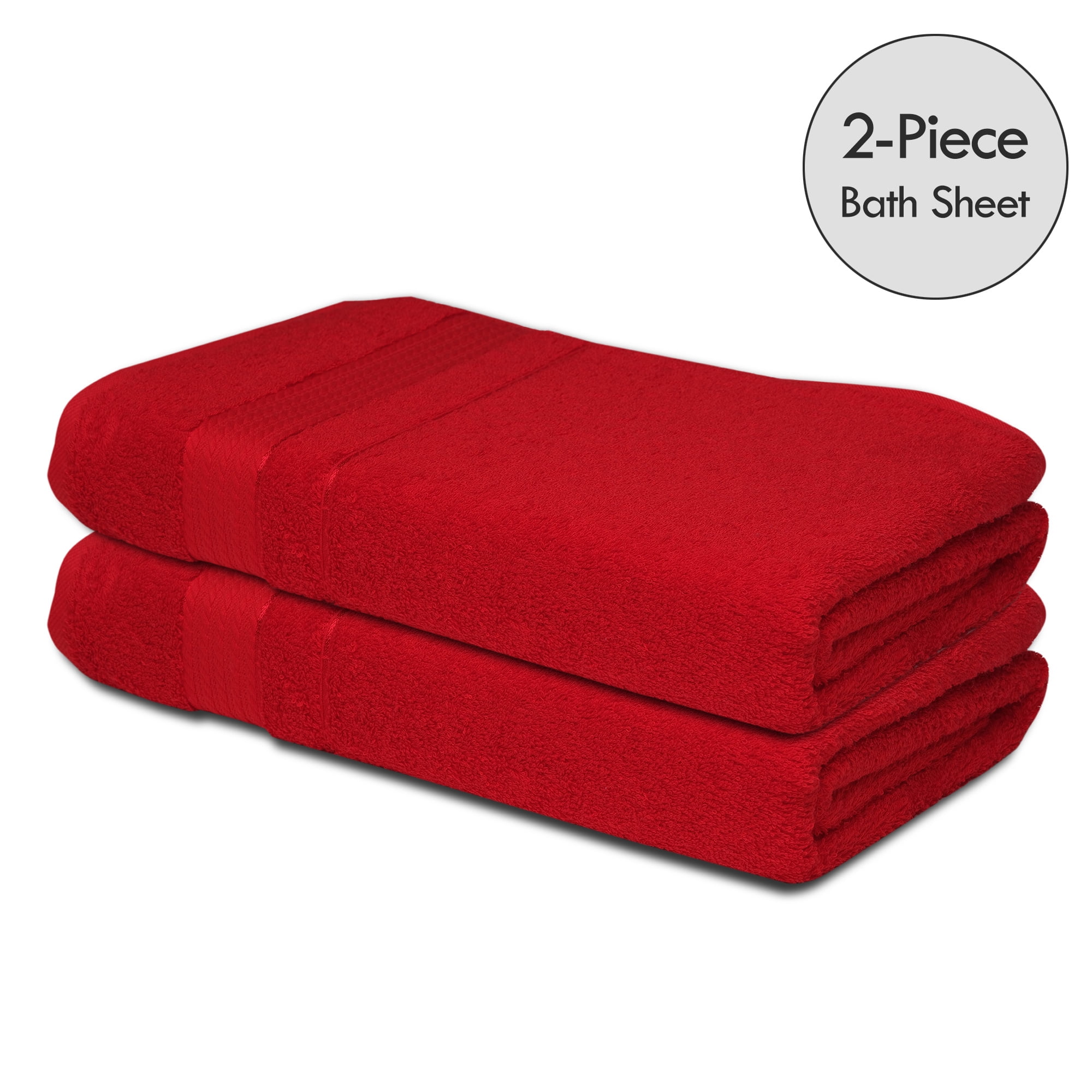 True Red 2 Pc Bath Sheet Towels, Quick Dry, Absorbent, Melissa Linen