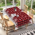 thumbnail image 3 of Lfeey Christmas Red Black Buffalo Plaid Tablecloth 52x70 Inch Rectangle, Waterproof Wipeable Table Cover for Dining Kitchen Winter Home Party, 3 of 4