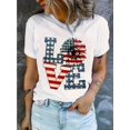 thumbnail image 1 of Women's Patriotic American Flag Print Crew Neck T-Shirt - 100% Cotton Regular Fit Casual Short Sleeve Top, 220gsm Breathable Fabric for Spring/Summer, 4th of July & Outdoor Events, 1 of 6
