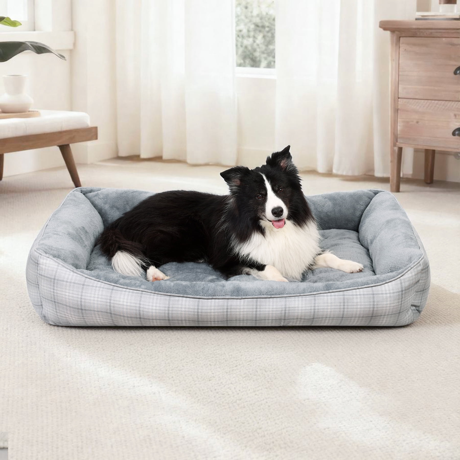 KSIIA Large Dog Beds for Large Dogs Washable, Rectangle Pet Bed with Anti-Slip Bottom