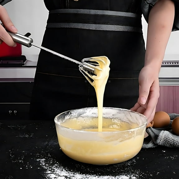 Spring-Loaded Whisk, One-Handed Automatic Egg Beater for Baking, Effortlessly Whips Cream, Eggs & Batters with a Simple Press