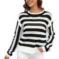 thumbnail image 2 of Babysbule Plus Size Womens Sweaters New Arrivals Women's Color Block Oversized Long Sleeve Sweaters Fall Winter Casual Loose Crewneck Ribbed Knit Pullover Sweater Women's Fashion, 2 of 9