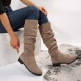thumbnail image 7 of Dasayo Slouch Boots for Women Mid-Calf Yellow Wide Calf Pull on Low Heel Casual Boots Shoes for Women 37, 7 of 7