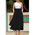 thumbnail image 3 of sicmoss Women's Black High Waisted Bohemian Maxi Skirt, Side Slit Flowy with Pockets, 3 of 8