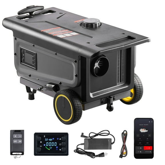 VEVOR Diesel Heater, 8KW, DC 12V/24V, All in One Portable Diesel Air Heater with Bluetooth APP Control, Remote Control and LCD Screen, Trolley Design, 1.3 Gal Fuel Tank for Trucks, Vans, RVs, Campers
