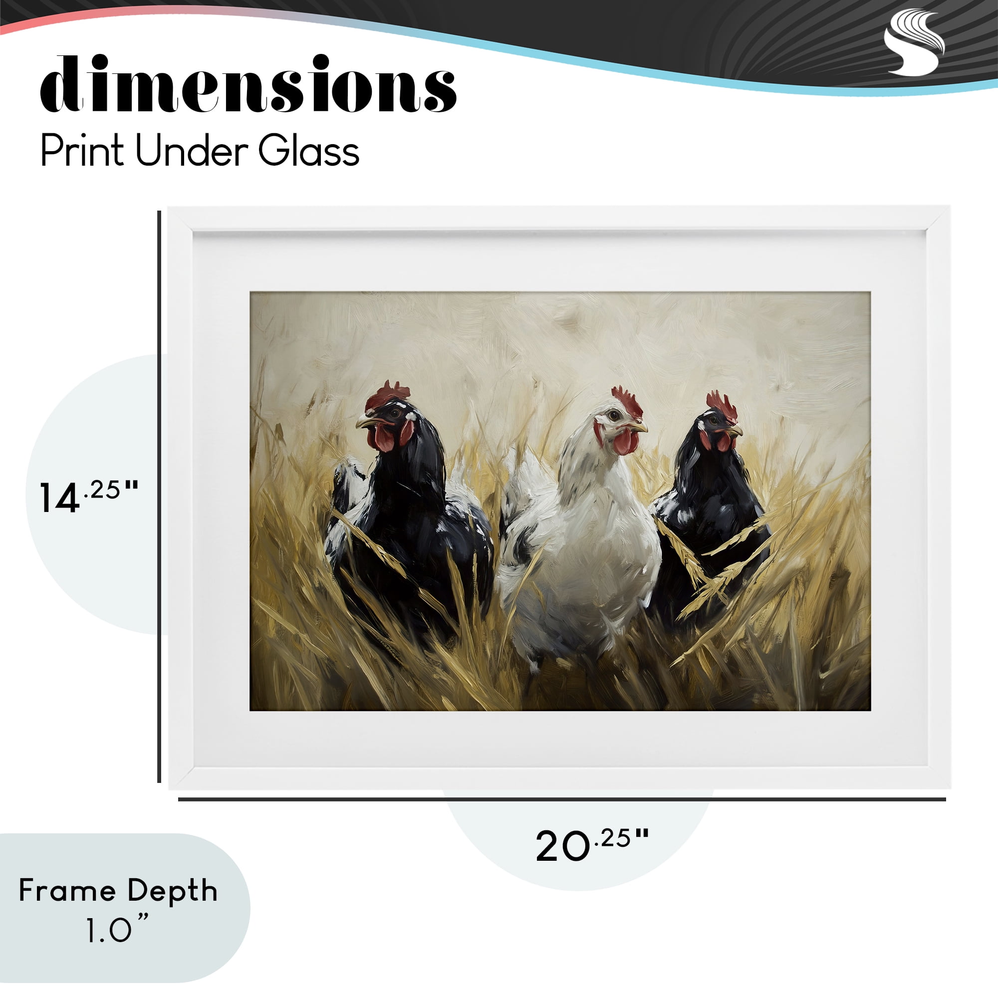 Stupell Industries Chickens In Wheat Field White Framed Print Under Glass, design by Tina LeCour