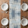 thumbnail image 4 of Blue Beige Table Runner 70 Inches Long,Oil Painting Abstract Art Contemporary Cotton Linen Table Runners Dresser Scarves,Decorative Fabric Tabletop Scarf Furniture Cover for Home Dinner Party 13"x70", 4 of 8