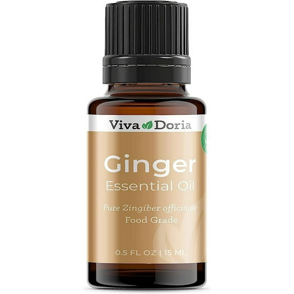 Viva Doria Pure Ginger Fresh Essential Oil, Undiluted, Food Grade, 0.5 Fl Oz (15 mL)