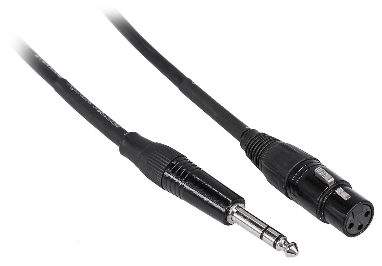 3 Rockville 10' Female Rean XLR to 1/4'' TRS Cables (3 Colors)