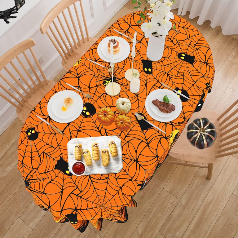 Halloween Tablecloth Oval 60 x 102 Inch, Oval Halloween Table