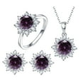 thumbnail image 3 of Ayyufe Women Cubic Zirconia Snowflake Pendant Necklace Stud Earrings Ring Set, 3 of 6