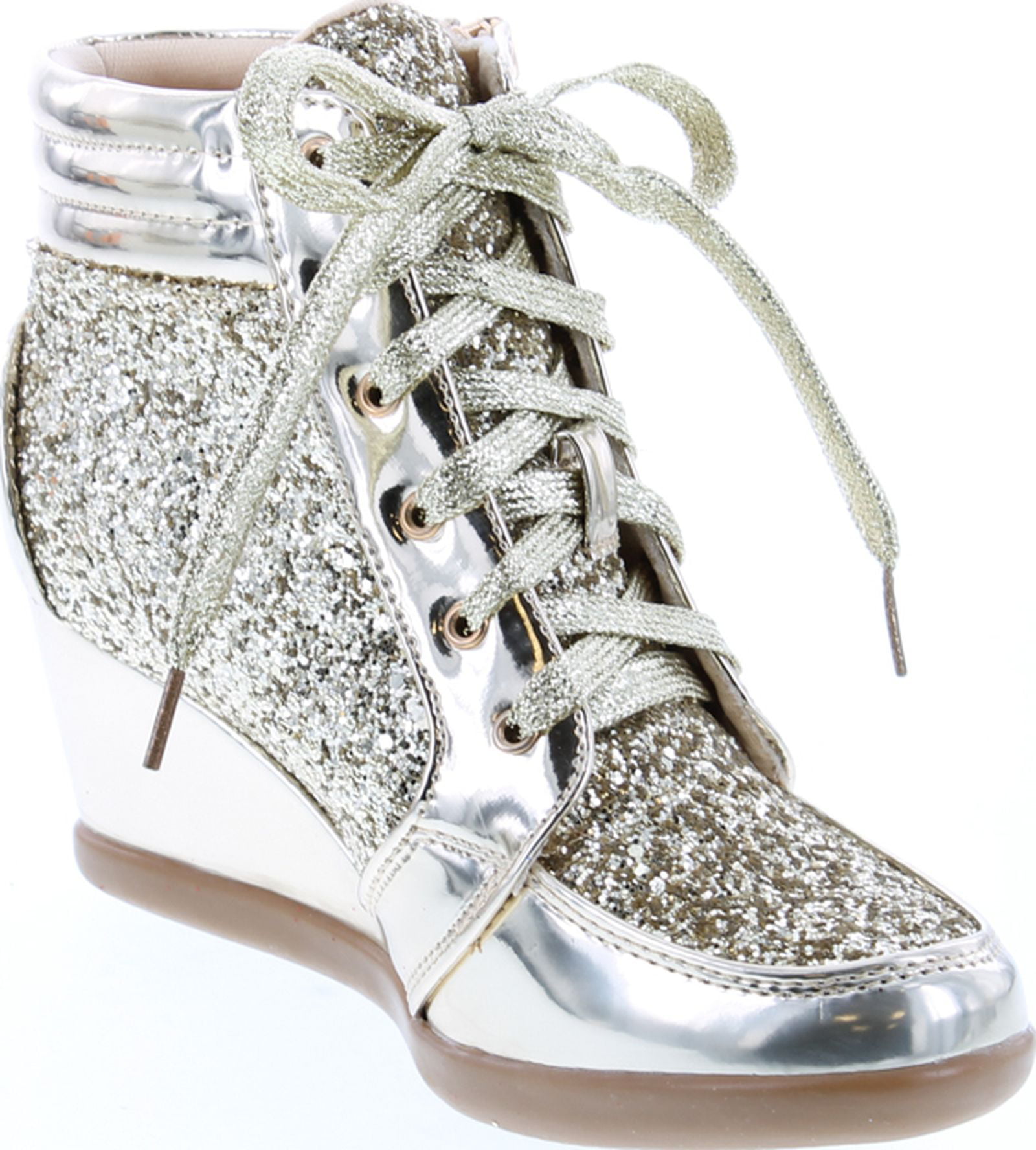 Beige Shimmer Light Gold Bridal Sneaker Wedges - Customized Wedding Shoes |  Tiesta – Tiesta Store