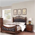 thumbnail image 5 of JERFIT Queen Bed Frame with Headboard Footboard, Traditional Upholstered Faux Leather Platform Bed, Dark Cherry Finish, No Box Spring Needed, 5 of 7