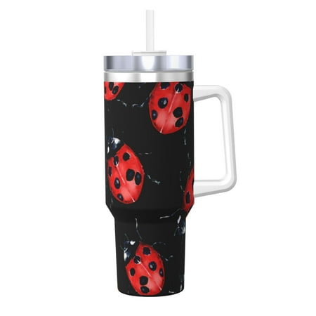 

Matuu Beautiful Red Ladybug for 40OZ Ice Cup with Handle Durable Thermal Cups Keep Drinks Cold and Hot Insulated Car Mug with Lid