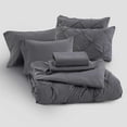 thumbnail image 6 of Dark Grey Queen Comforter Set - 7 Pieces Pintuck Bed in A Bag, with Comforters, Sheets, Pillowcases & Shams, 6 of 6