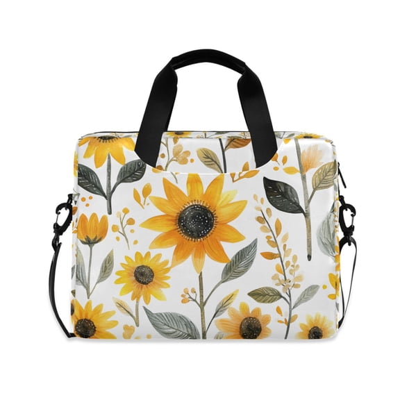FORMRS 16" Laptop Bag Carrying Sleeve Case with Handle Travel Shoulder Briefcase, White Watercolor Sunflowers