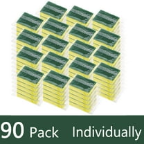 Armscye 90 Packs Dish Sponges Bulk, Individually Scrub Sponges, Uncompressed Wrapped Sponges, Non Scratch Dishes Scouring Pad for Kitchen Household Cleaning Dishes