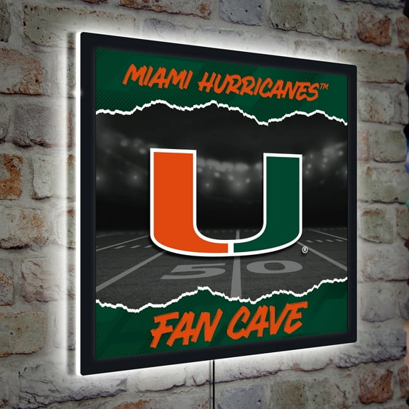 Miami Hurricanes 23" LED Fan Cave Square-Shaped Lighted Wall Sign