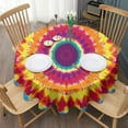 thumbnail image 3 of Colorful Rainbow Tie Dye Spiral Pattern Round Tablecloth 60"x60",Wrinkle Wipeable Table Cloth for Kitchen Dining Room Picnic Patio Party, 3 of 6