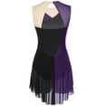 thumbnail image 5 of Aiihoo Womens Figure Skating Dance Dress Sparkly Color Block Sleeveless Skirted Leotard Dress Purple L, 5 of 7