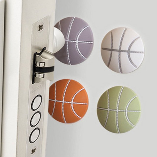 stanreset 4pcs Mute Door Rear Wall Crash Waterproof Anti -Collision Pad Basketball Style 5cm beige 1Set