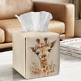 thumbnail image 2 of COEQINE Tissue Box Cover Square Stylish PU Leather Facial Tissue Case Dispenser for Bedroom Dresser, Toilet Tank, Outdoor Tent, Dining Table, Office Desk, Giraffe Flower Beige, 2 of 7