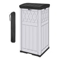thumbnail image 2 of Dextrus 36 Gallon Outdoor Trash Can, Waterproof Resin Garbage Bin with Drip Tray & Lid, Trash Bin,for Porch, Backyard, White & Black, 2 of 10