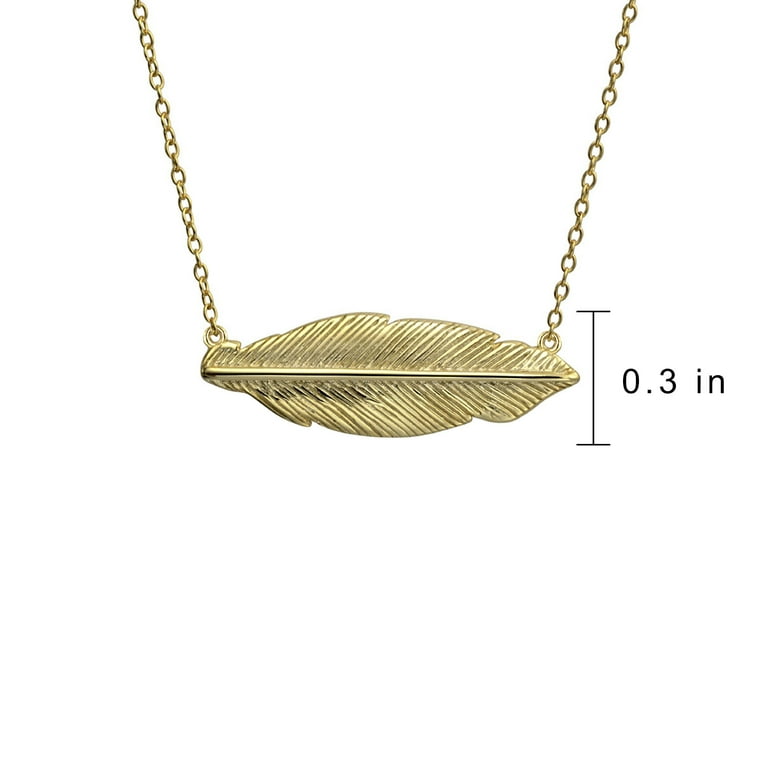 Sideways Feather Necklace Gold-plated Sterling Silver Cubic Zirconia Adjustable Sideways Feather Necklace Gold-plated Sterling Silver Cubic Zirconia Adjustable