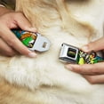thumbnail image 2 of Nickelodeon Pet Collar, Dog Collar Metal Seatbelt Buckle, Ninja Turtles Action Poses Action Bubbles Dots Blues, 13 to 17 Inches 1.5 Inch Wide, 2 of 9