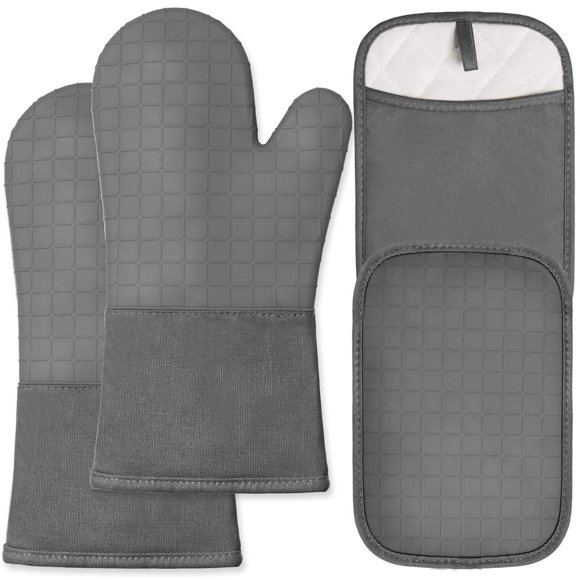 Homwe Manoplas De Silicona Para Horno Y Soportes Para Ollas Para Cocina Y Horneado, Juego De 4 Manoplas De Cocina Resistentes Al Calor Con Agarre Texturizado Antideslizante