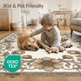 thumbnail image 4 of ODIKA 8'x10' Washable Area Rug Carpetas Frame Neutral Symmetrical Bouquet Decorative Vintage for Dining Room, Large Office, Lounge, Non-Slip Chair-Friendly Mat, 4 of 7