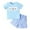 1-Blue, variant on Outfit Baby Boy Elastic Waist Crewneck Shirt Short Sleeve Summer Shorts Set 2 Piece Outfit Toddler Stripe Clothes for 2t 3t Boys Matching Toddlers