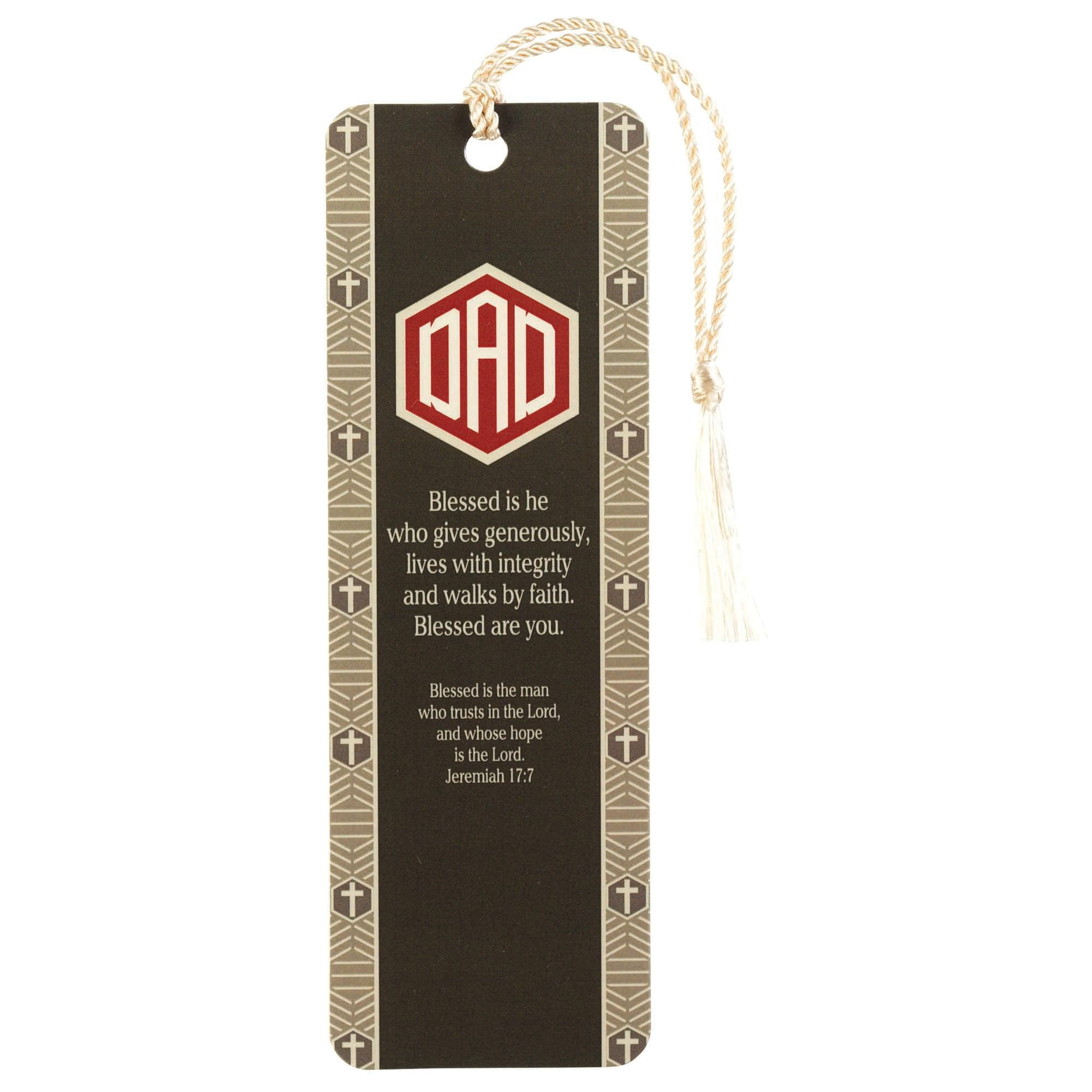 Dicksons Dad Blessed is He Who Gives Generously White 6 x 2 Paper and Tassel Tassel Decoration Bookmark Pack of 12