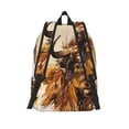 thumbnail image 2 of Lsque Yak Pattern Canvas Daypack, Durable Backpack, High-quality Versatile Backpack,Vintage Compact Backpack-Medium, 2 of 6