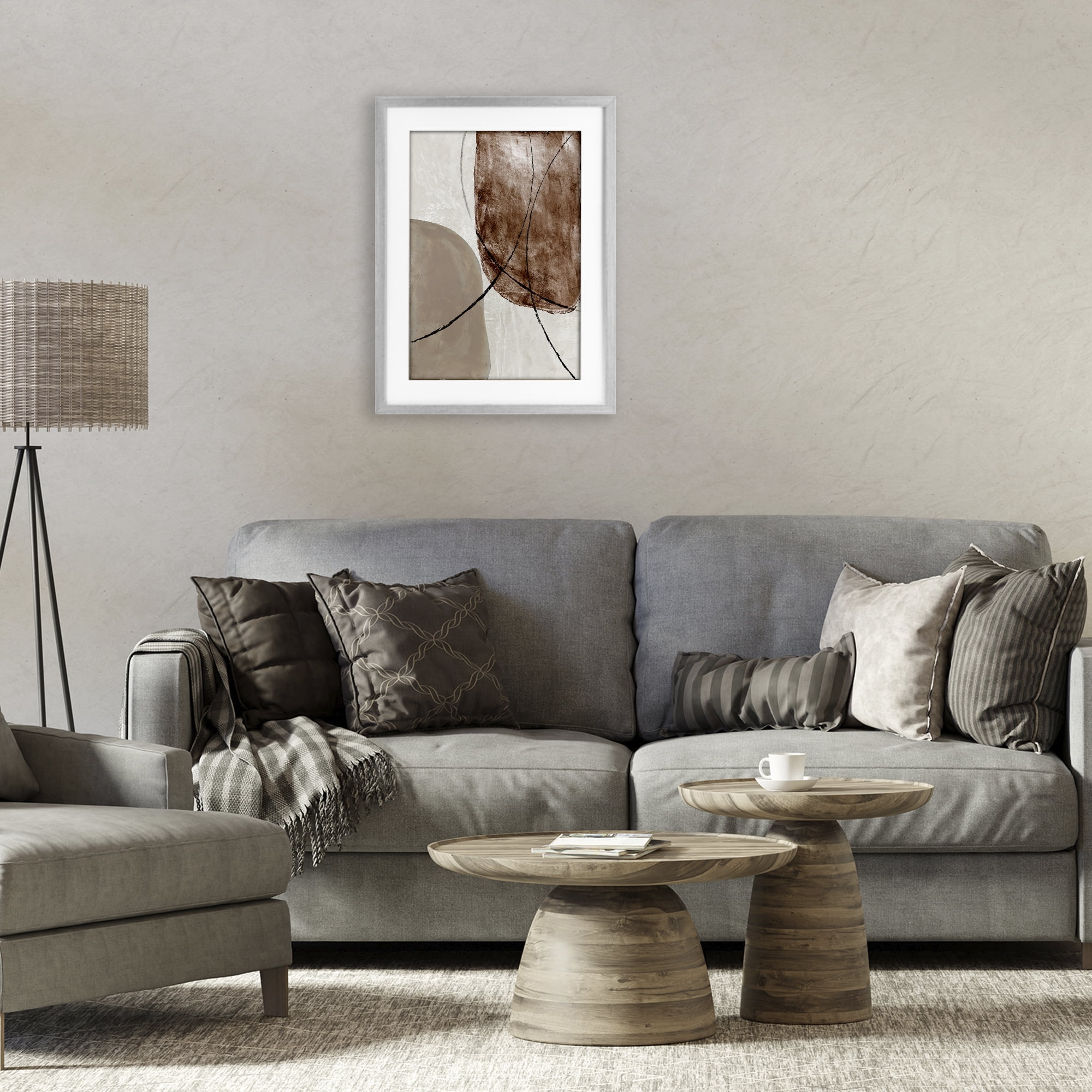 Stupell Industries Taupe & Brown Abstract Gray Framed Print Under Glass, design by Merri Pattinian