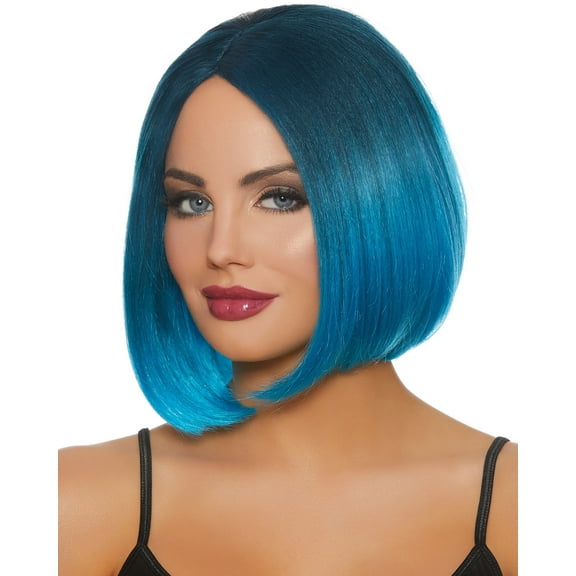 Steel Blue Bright Blue Ombre Wig Adult Halloween Accessory