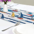 thumbnail image 4 of Yayeee Table Runner 70 inches Long Home Kitchen Dinning Party Decoration, Dark Blue Hand Drawn Sailboats, 4 of 7