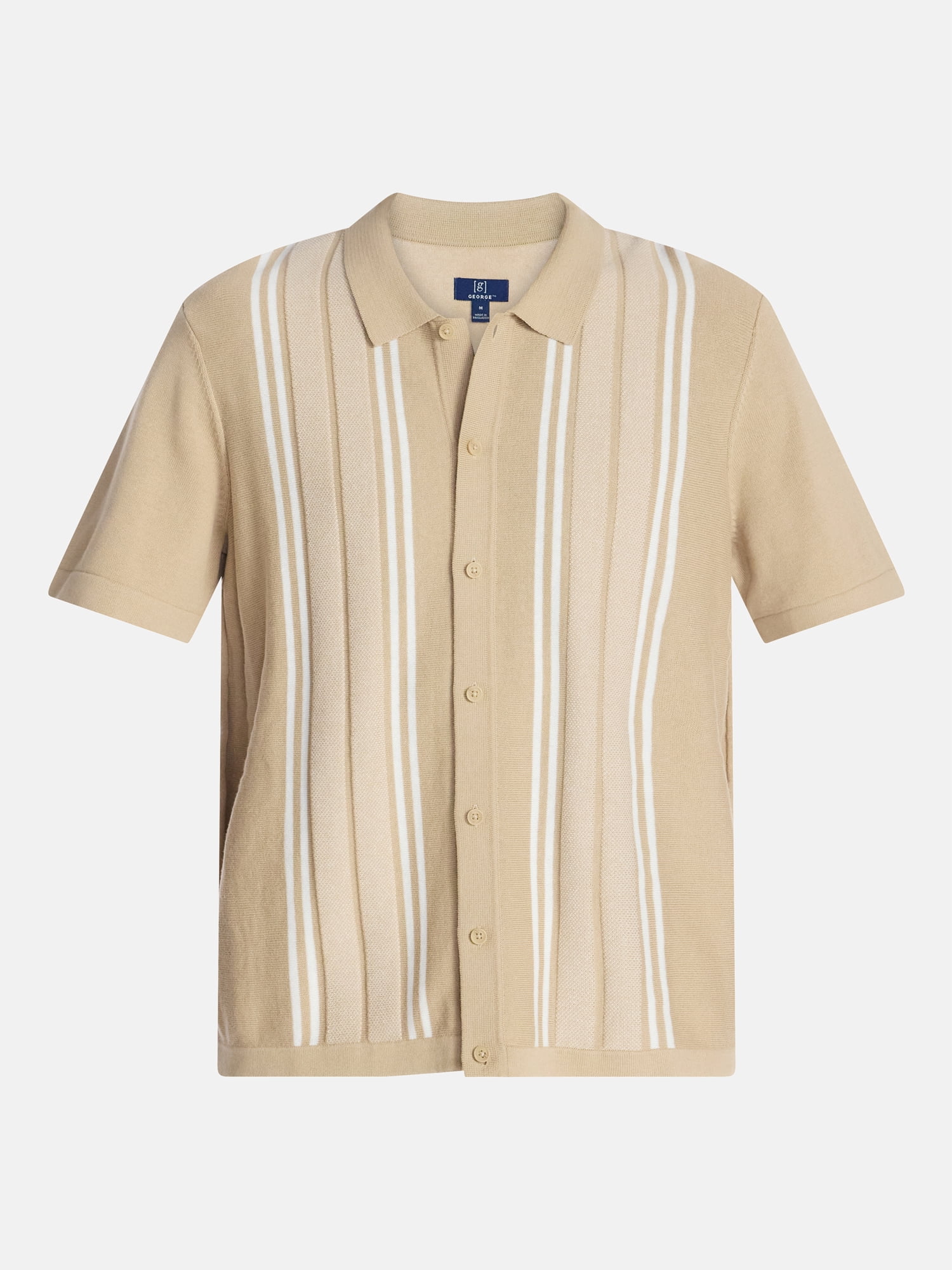 George Men’s Cotton Button Front Polo Sweater with Short Sleeves, Sizes S-3XL