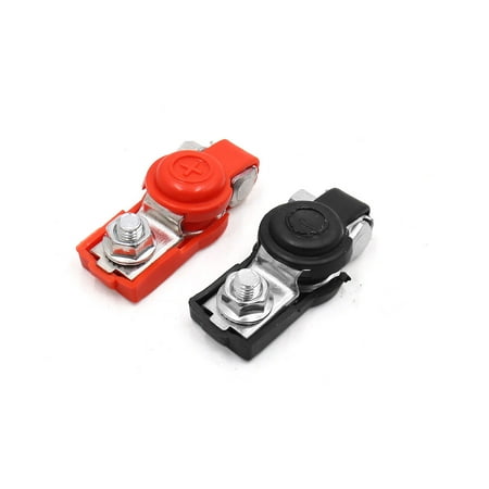 Battery Terminal Connectors - 2 Pcs 6V 12V Rubber Cover Car Battery Positive Negative Terminal Clamp Connector