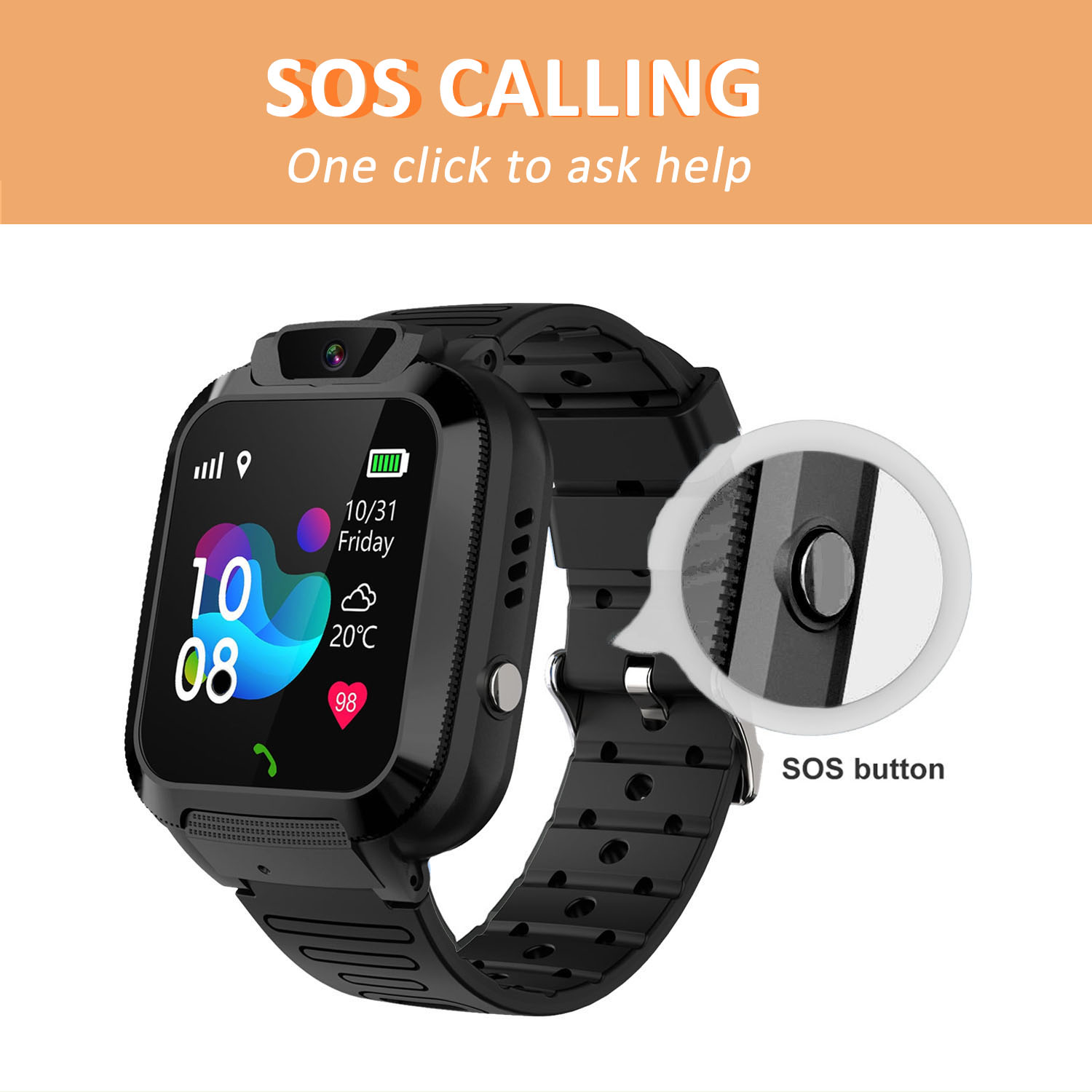 Arcticice Smart Watch for Call and Text, with SOS Calling Touch Screen IP67 Waterproof Clock Camera Games Watch
