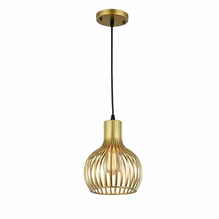 

OUKANING Gold Pendant Light Fixture Modern Kitchen Island Hanging Metal Cage Lamp