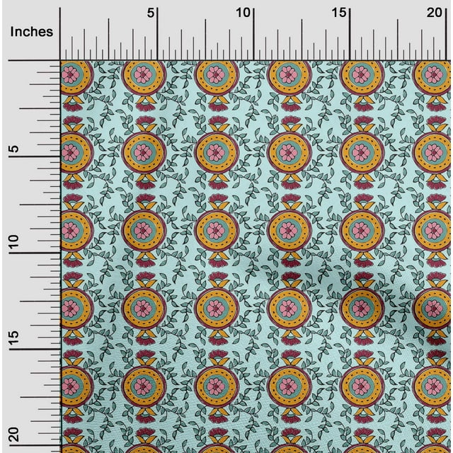 oneOone Polyester Lycra Fabric Leaves & Floral Block Decor Fabric Printed BTY 56 Inch Wide