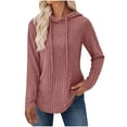 thumbnail image 2 of Hoodies for Women Sweatshirt Casual Loose Solid Color Hooded Button Drawstring Long Sleeves Tops Fall Fashion Outfits Winter Clothes, 2 of 6