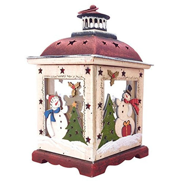 Christmas Snowman Lantern Decoration Decorative Holiday Table Centerpiece Or Hanging Lantern Holder For Pillar Candle Or Led Light Indoor Use 10 5 Small White Walmart Com Walmart Com