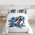thumbnail image 2 of Feelyou Girl High Heel Queen Comforter Set, Blue Rose Floral Bedding Comforter Set, 3pcs, 2 of 8