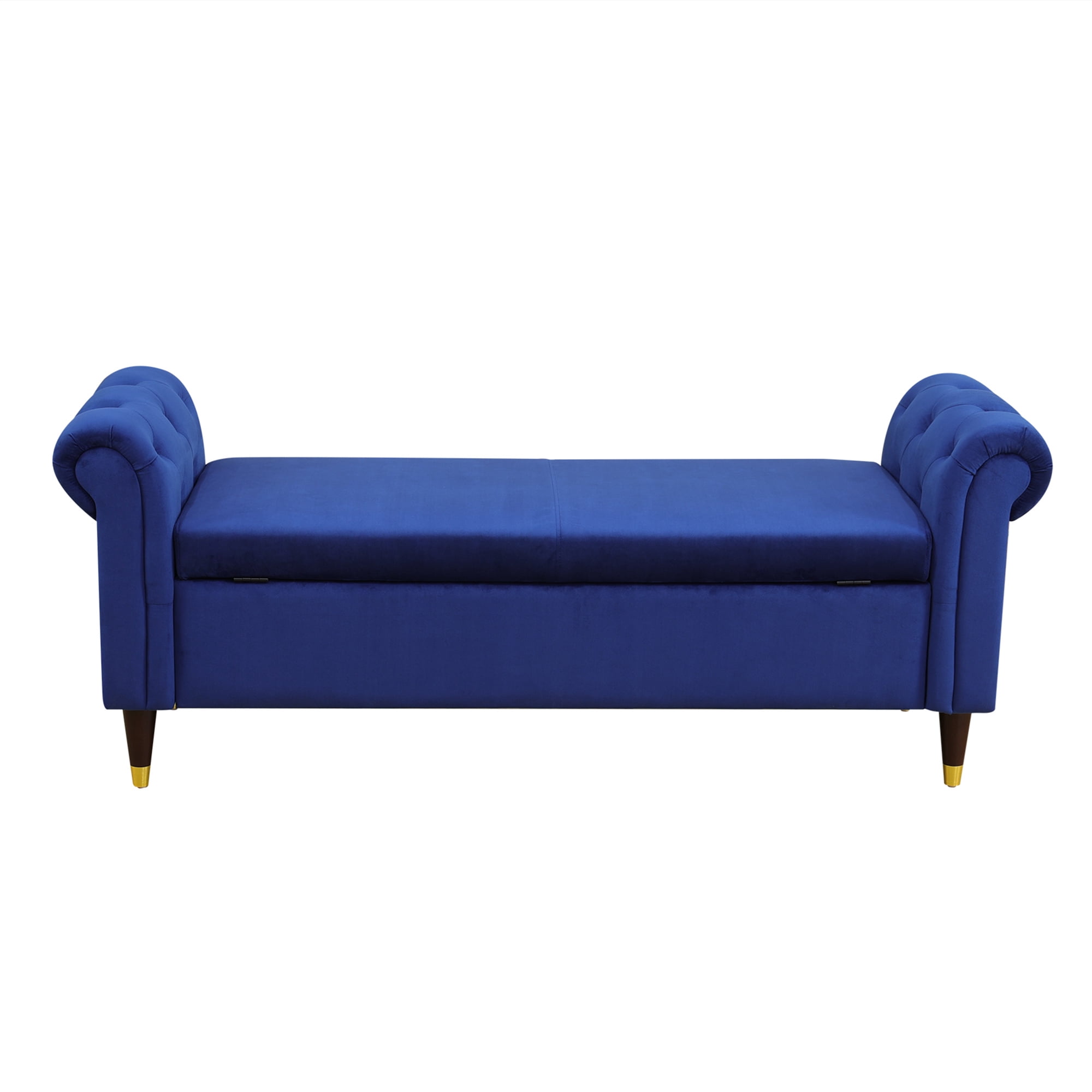 Aukfa 64 inch Oversized Storage Ottoman Bench, Lift Top Storage Chest for Bedroom, Sherpa, Blue