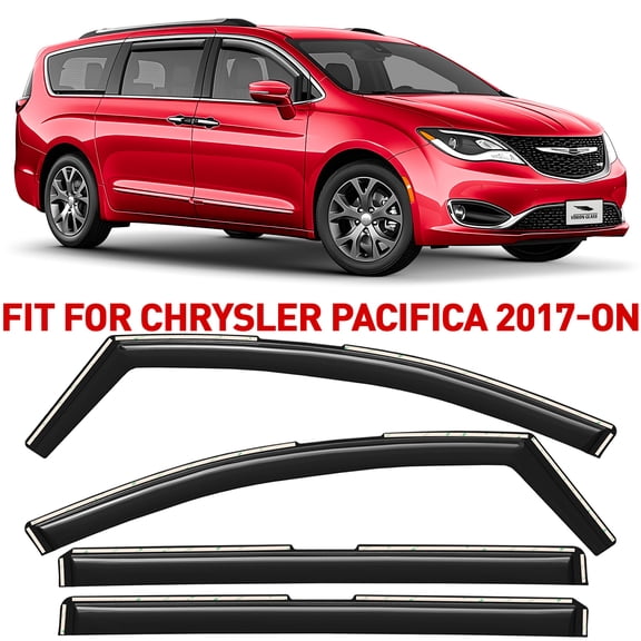 Voron Glass in-Channel Extra Durable Rain Guards for Chrysler Pacifica 2017-2026, Window Deflectors, Vent Window Visors, 4 Pieces - 200581