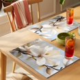 thumbnail image 4 of White Floral Placemats Set of 6, Magnolia Flowers Non-Slip Place Mats Washable Table Mats for Kitchen Dining Table Decorations Indoor/Outdoor, 4 of 9